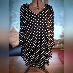 Black and White silky polka dot long sleeve Blouse.